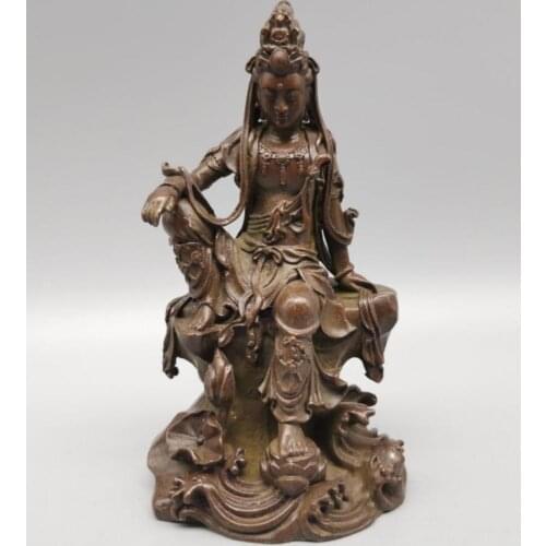 China brass Goddess of mercy Buddha small crafts statue