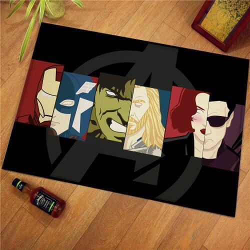 The Avenges Marvel Team Superhero Door mat Rug Captain America Carpet Floor Bedroom Doormat Non-slip Mat Cartoon Gift