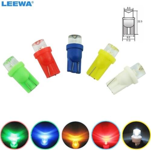 LEEWA 10pcs Auto Car 5-Color T10 194 168 1-LED Concave LED Wedge Base Dashboard LED Light Bulbs #CA3167