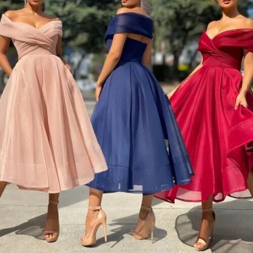 Summer Dress Women Elegant Sexy Off Shoulder Long Party Dress High Waist Slim Solid Ball Gown Dresses Evening Wedding Outfits