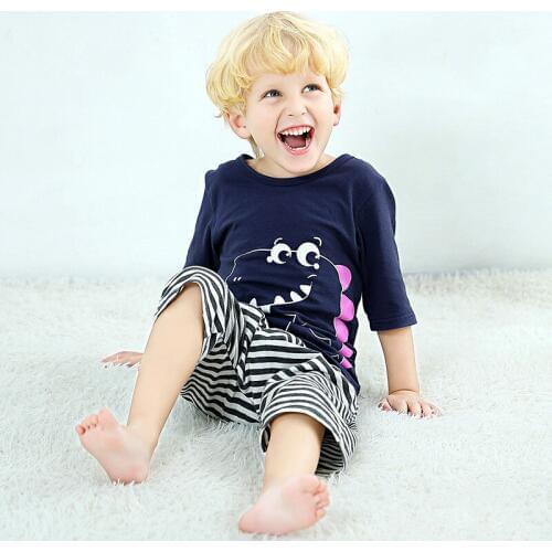 Summer Kids Clothes Baby Boys Girls Pajamas Set Dinosaur Pyjamas Kids Sleepwear Cotton Nightwear Homewear Cartoon Toddler Pijama