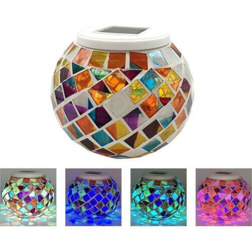 Solar Powered Mosaic Glass Ball LED Garden Light Color Changing Solar Table Lamps Waterproof Solar Outdoor Lights For Christmas