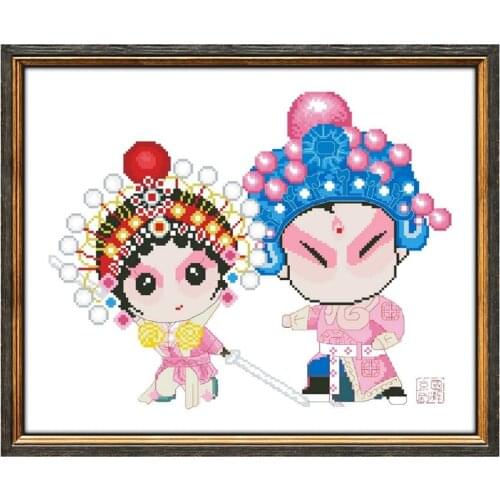Lovers Character Beijing opera cross stitch kit Chinese counted 18ct 14ct 11ct printed embroidery needlework DIY handmade craft