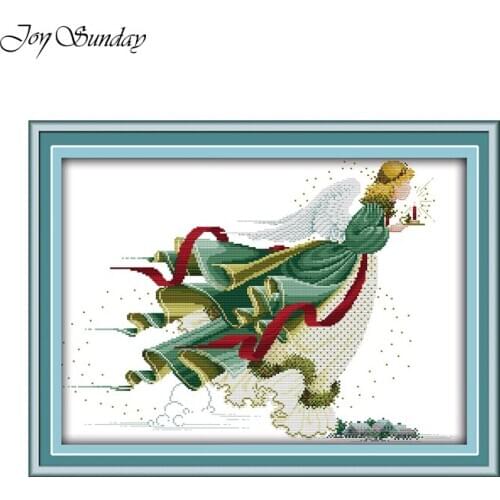 Printed Cross Stitch Kits Joy Sunday Angel of Light Counted 11CT 14CT DMC Embroidery Floss Water Soluble Canvas Needlework Set
