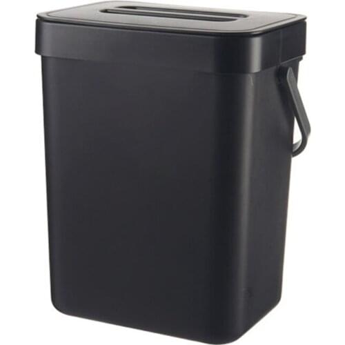 94PF Household Cabinet Door 5L Wall-mounted Small Trash Can Plastic Small Trash Can with Lid Mountable Basket Bucket Hanging