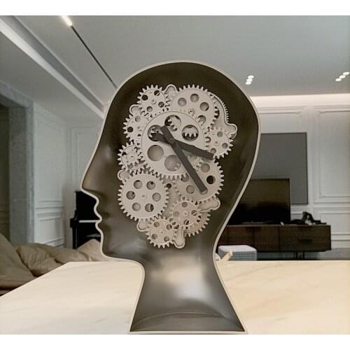 14 Inches Table Clock Flip Clock Stainless Steel Watch Table Mechanical gear Desktop Clocks Quartz Clock Home Decor Clocks