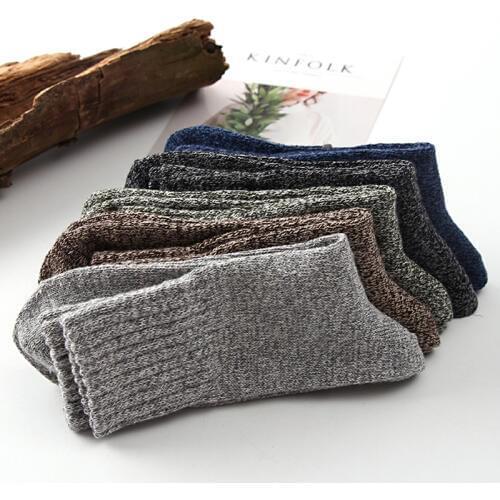 5 Pairs Casual Mens Soft Thick Warm Socks Rabbit Wool Blends Warm Winter Socks Wool Retro Style Colorful Mans Socks Breathable
