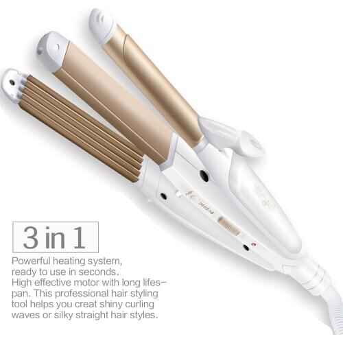2021 Newest Hair Curler 3 In 1 Hair Straightening & Curling Multifunctional Fast Heating Electric Crimper Hair Straightener Xmas