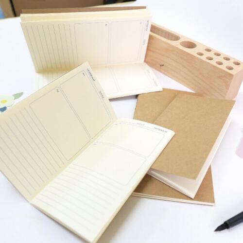 1pcs kraft paper cover, day, month, week, plan, calendar, notepad, horizontal line, blank, grid, bookkeeping, money book