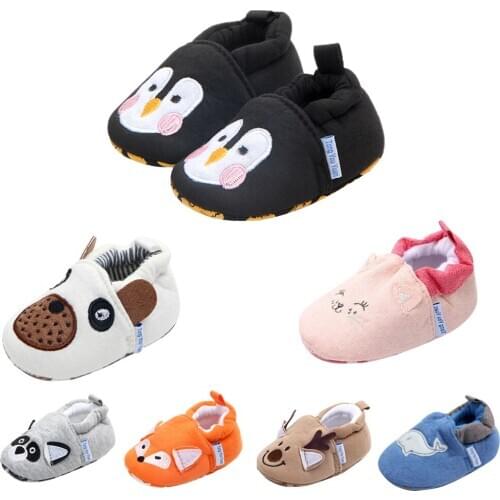 Baby Boys Girls Shoes Soft Sole Cute Cartoon Animal Crib Shoes Baby Infant Toddler Anti-Slip Newborn First Walkers Shoes