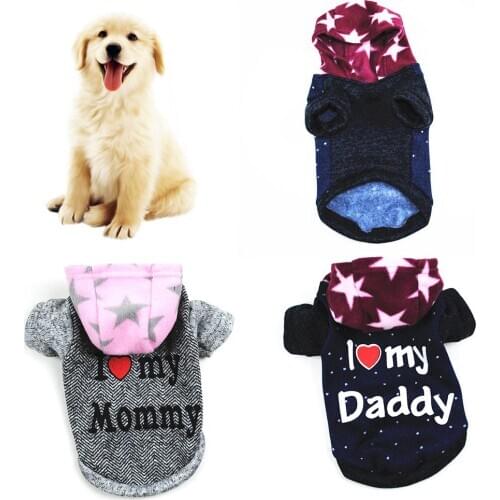 Pet Dog Puppy I Love Daddy Mommy Hoodie Clothes Costume Jacket Coat Apparel