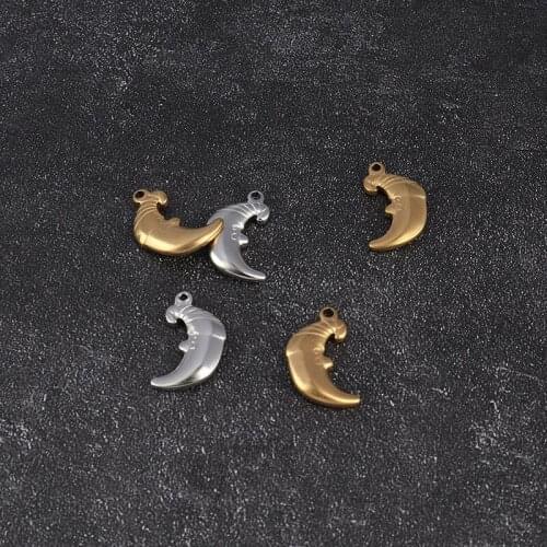 5pcs/lot Stainless Steel Charms Moon Face Pendants DIY Handmade Finding Jewelry Charms For DIY Jewelry Making Accessories