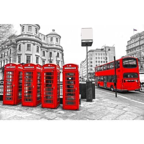 Custom Canvas Wall Decals Black And White Big Ben Poster London Wallpaper London Red Bus Wall Stickers Telephone Boot Mural #260
