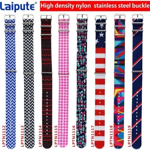 20mm Army Sports Nato Strap Fabric Nylon Watchband Buckle Belt for 007 James Bond Watch Bands Colorful Rainbow