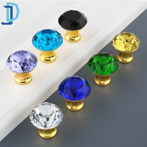 1.18'' Single Hole Bathroom Sliding Door Knobs Interior Wardrobe Pull Hardware Door Knob Crystal Handles For Furniture