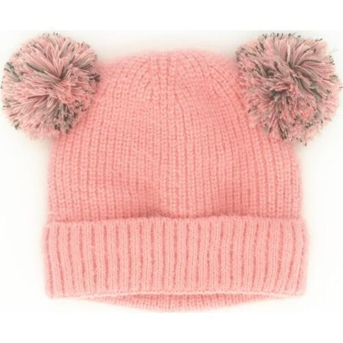 Hat for children Winter baby Kids Boys Girsl Knitted double pompom Crochet Ear Beanie Warm Wool children cap bonnet russian Hat