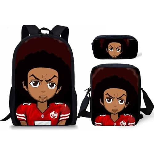 2021 Cool Art Afro Boys Pattern School Bag Sets With Pencil Case Student Backpack For Boys Kids Children School Suppiles Bags