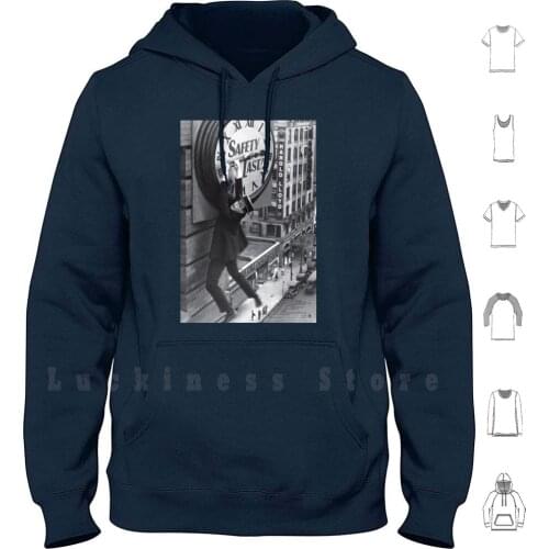Safety Last! Movie Poster Hoodies Long Sleeve Safety Last Cool Retro Classic Movie Cult Vintage Film Flix Flick