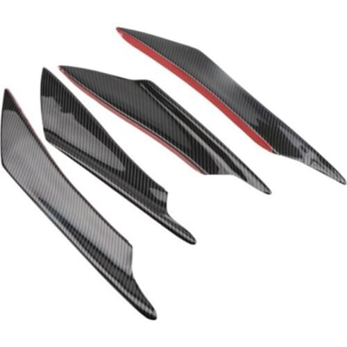 4PCS Carbon Fiber Style Car Bumper Fin Canard Splitter Diffuser Valence Spoiler Lip
