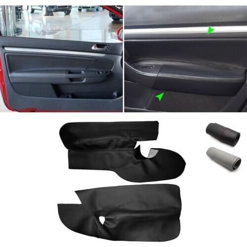 For VW Golf 5 MK5 2005 2006 2007 - 2010 only 3 doors Car Microfiber Leather Front 2 Doors Armrest Panel Cover Protective Trim