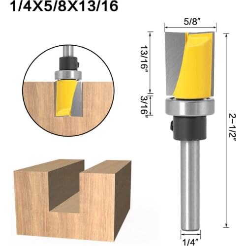 5/8" Diameter Flush Trim Router Bit with Bearing 1/4" 6.35mm Shank Clean Bottom Woodworking Milling Cutter