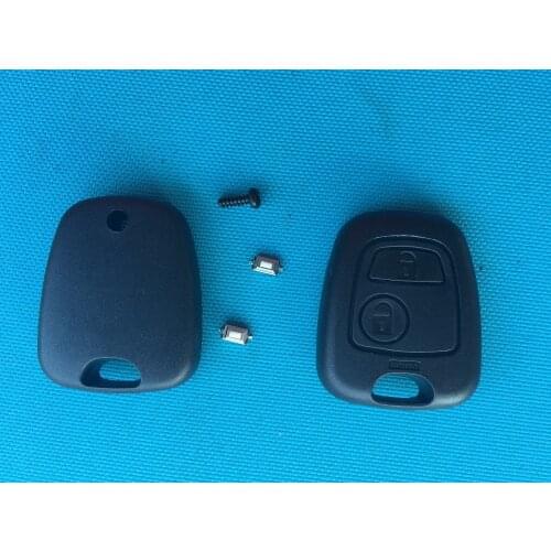 1Pcs Of New Replacement Key Shell Blank For Peugeot 307 406 107 2 Button FOB Case Uncut Blade + 2Pcs Micro Switches No Logo Part