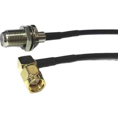 1pc New SMA Male Plug Right Angle To F Female Jack Connector RG174 Cable Adapter 20CM 8" Wholesale Fast Ship