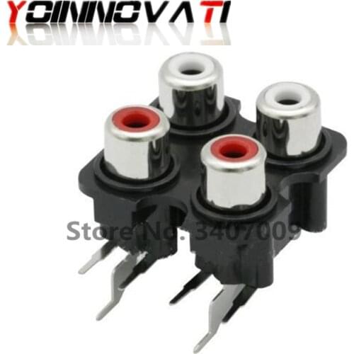 10pcs/lot RCA socket 4P multichannel audio signal input socket 4-hole lotus socket 4-position lotus socket connector