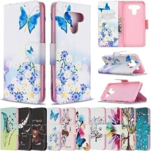 10pcs/lot Printed Patterns Flip Phone Case For LG K61 K51 K40 K50 Q60 Stylo 4 5 Wallet Case+Stand Holder