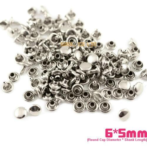1000 set 6*5mm Silver Double Cap Round Rapid Rivet Punk Rock Leathercraft Rivet