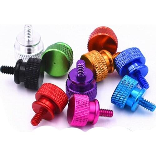 5pcs 6#-32 aluminum alloy pineapple grain knurled steps hand screws high head flat headel handle screw color bolts 6.5mm length