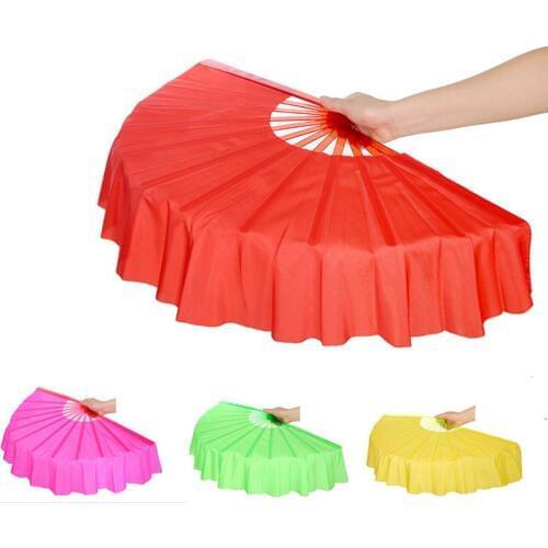50pcs/lot 41cm Solid Black Red Folding Hand Fans Craft Dance Performce Wedding Party Souvenir Decoration Supplies SN1879