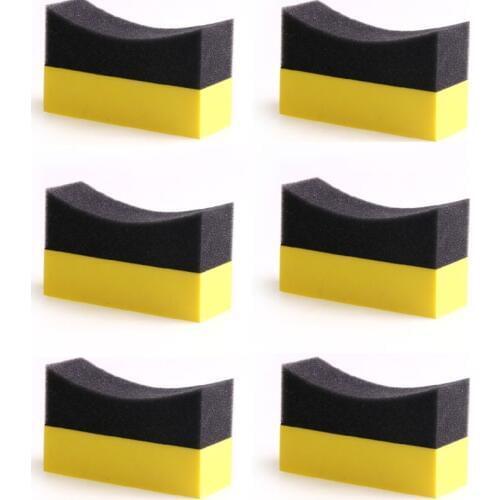 6Pcs Tire Contour Dressing Applicator Pads Gloss Shine Color Polishing Sponge Wax 270E