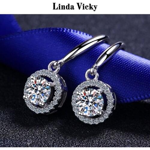 925 Silver Ear Hook Eardrop Test Pass Diamond Stud Fashion Luxury Girl Wedding Jewelry 1ct VVS1 Moissanite Women Earrings