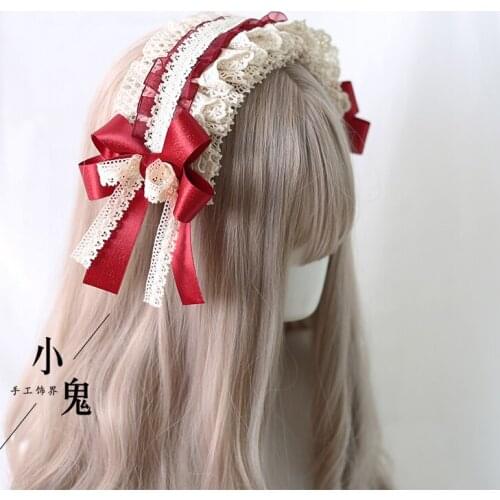 Lolita hair accessories letter red hairpin headband Little Red Riding Hood New Year Lolita JK uniform wine red headdress headban