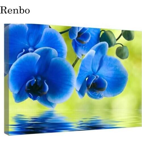 Blue orchid flowers diamond embroidery icon full round square resin diamond painting mosaic 3d cross stitch diy handmade gift