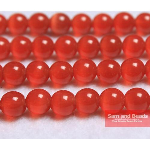 Free Shipping Natural Moon Stone Beads ,Opal Orange Red Cat Eye Round Loose Beads 16" Strand 6 8 10 12 MM Pick Size CEB012