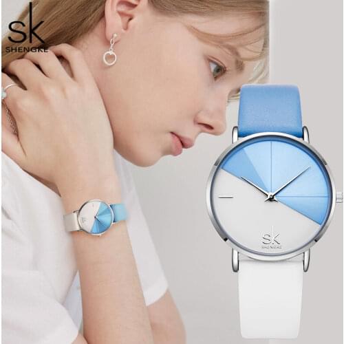 Shengke Watches Women Fashion Casual Leather Ladies Dress Quartz Clock Wristwatch Relogio Feminino Montre Feminino new 2019