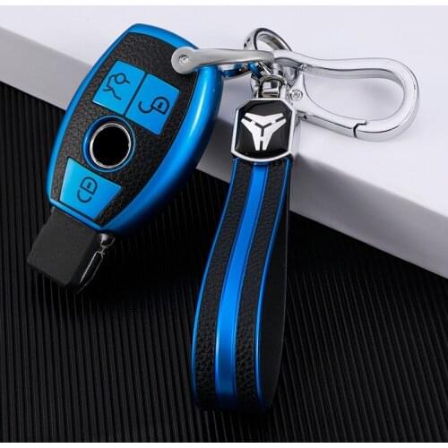 Car Key Case Cover Protector Shell And Keyring For Mercedes Benz E C G M R S Class W204 W212 W176 GLC CLA GLA GLB AMG Key Case