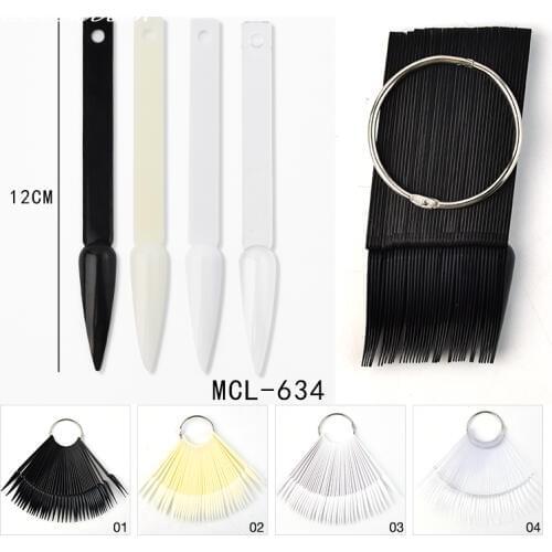40 Tips/set Long Stiletto Sharp False Nails Art Tips Fan Acrylic 4 Color Nail Gel Polish Salon Practice Display Card Board Tools