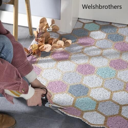 Custom Nordic household floor mat outdoor mat hall mat anti-slip mat PVC wire ring carpet mat can be cut carpet livingroom rugs