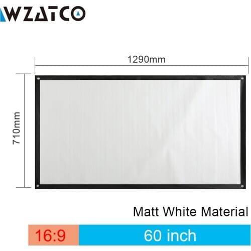 WZATCO HD Projector Screen 60" 72" 100" inch 16:9 Matt White Portable Screen Front Projection Screen For XGIMI C80 Projector