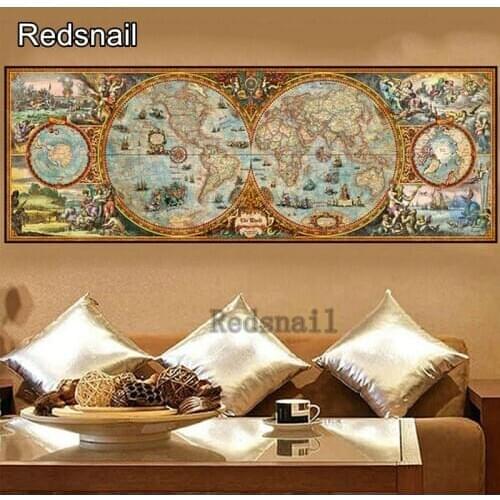 5d square crystal painting diamond painting mosaic Diamond embroidery Vintage world map diy cross stitch home decorative TT312