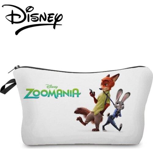 Disney Zootropolis Cosmetic Bag Lady Fox Rabbit Printed Storage Bag Personality Cartoon Women Makeup Bag Mini Child Pencil Case