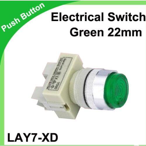LAY7-XD Y090 electrical switch GREEN 22mm Switch Knob With Lamp LED 220Vac 10A pressure switch LED