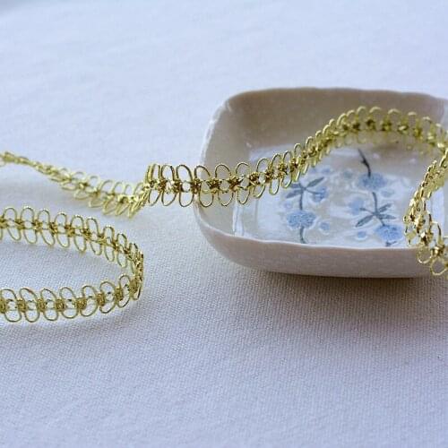 1m Good Quality Polyester Gold Lace Ribbon Trim DIY Stage Design Ethnic Clothing Home Fabric Decoration Accessories Width 1.2cm