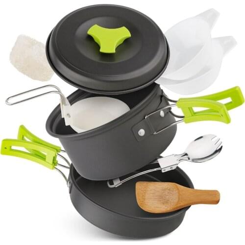 2018 hot camping pot outdoor utensils cookware picnic set of travel cutlery Non-stick Cookware Cookware Bowls hiking utensils