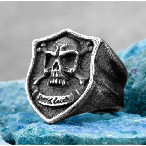 Retro Old Black Skull Stainless Steel Mens Rings Gothic Punk Hip Hop for Male Boyfriend Biker Jewelry Creativity Gift Wholesale