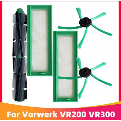 Replacement Kit For Vorwerk VR200 VR300 Vacuum Cleaner Spare Parts Main Roller Brush Spin Brush and Hepa Filter Package