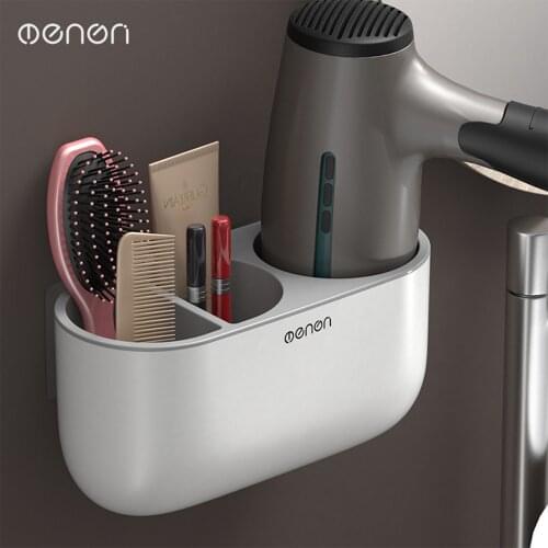 Bathroom finishing brush hair dryer rack wall-mounted shelf makeup storage nailless hair dryer toothbrush holder
